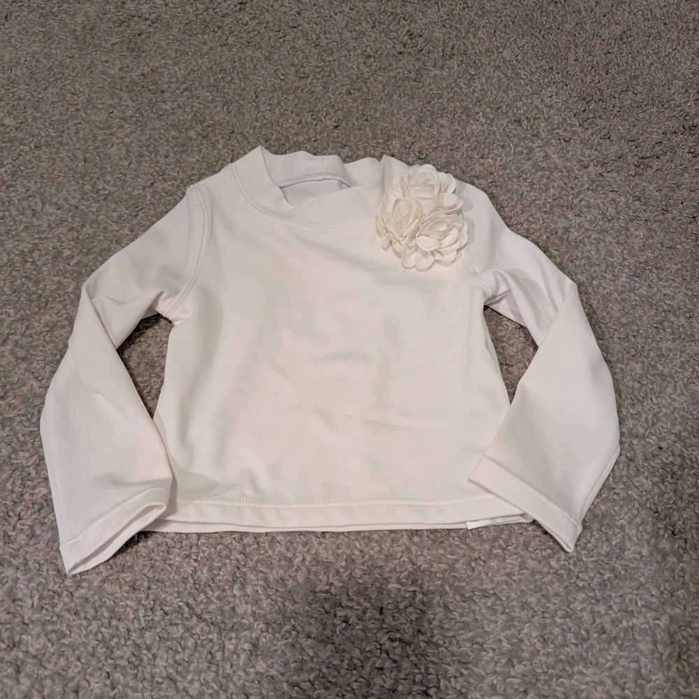 Janie and Jack White Swim Top with Floral Detail